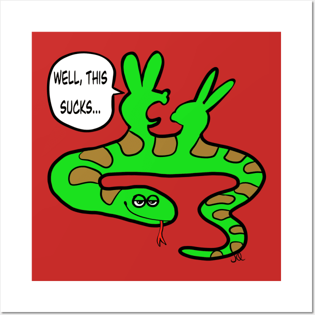 Well this sucks rabbit snake Wall Art by wolfmanjaq